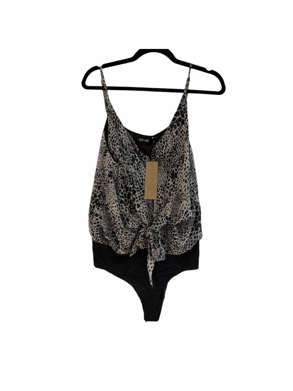 Do+Be Black & White Cheetah Print Bodysuit - Spandex Waist - Size Medium - NWT
